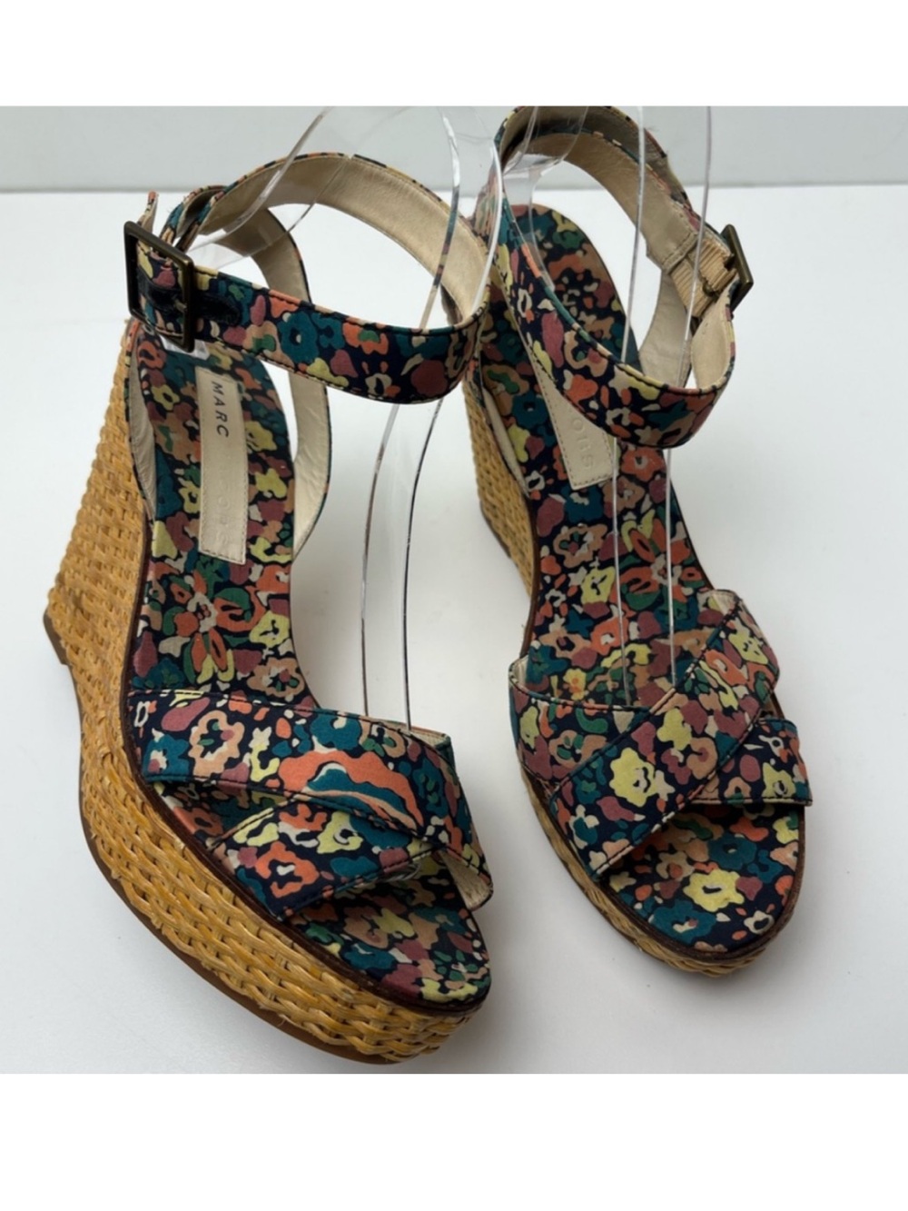 Marc Jacobs Vintage Floral Print Woven Platform Wedge Retro Sandals - Picture 2 of 11